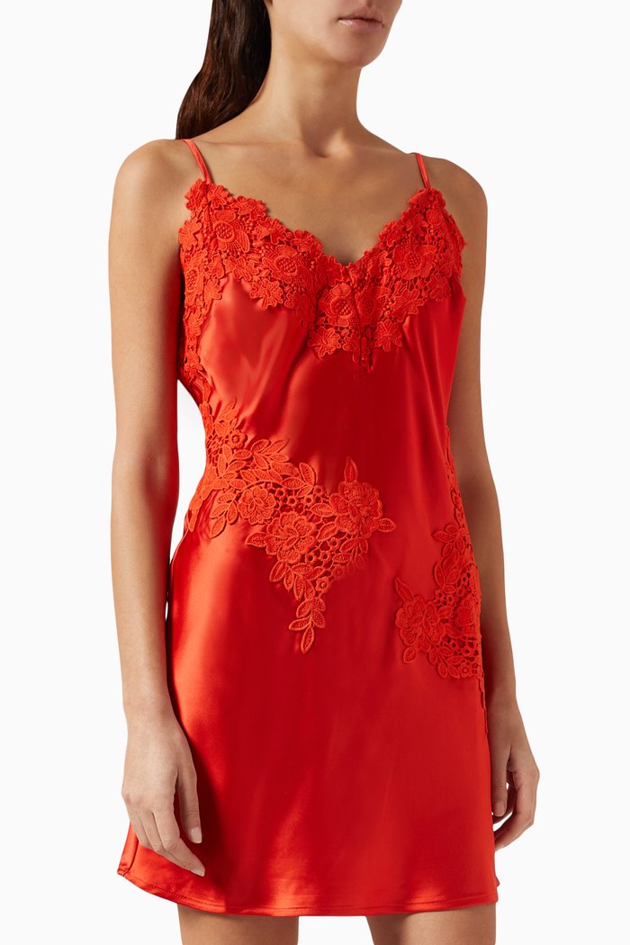 

Blake Mini Dress in Satin, Red