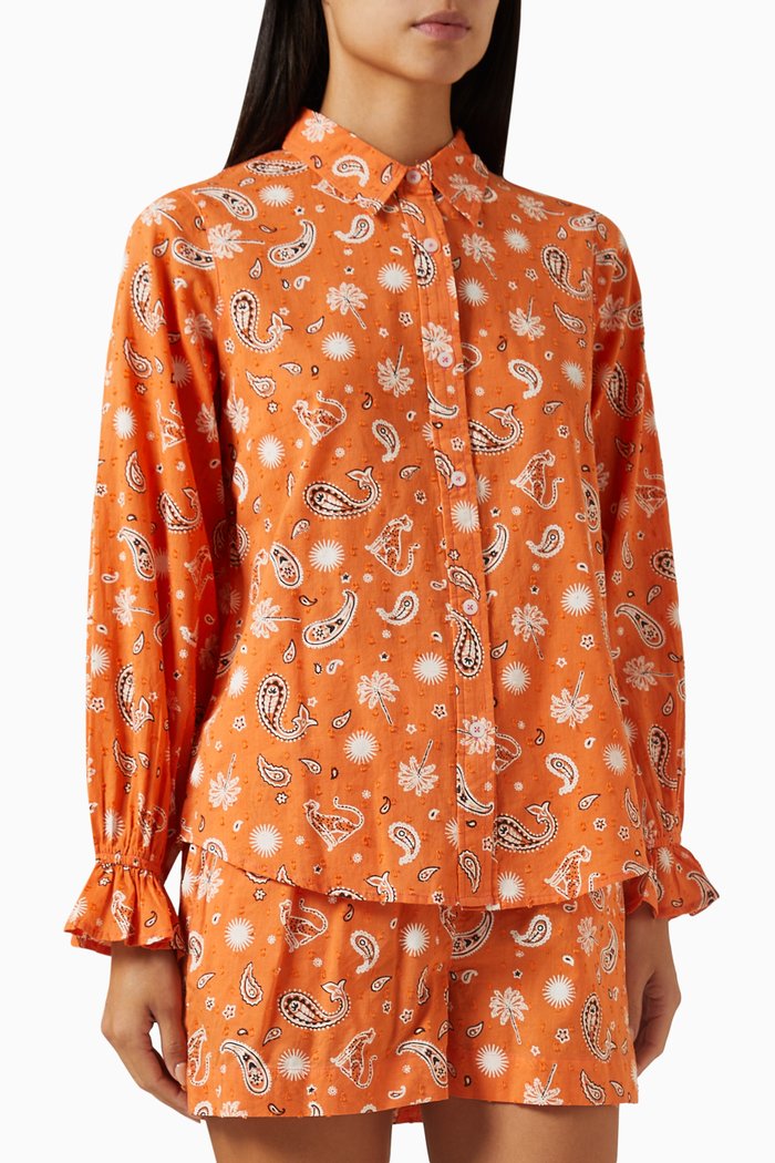 

Leopard Geanie Shirt in Cotton, Orange