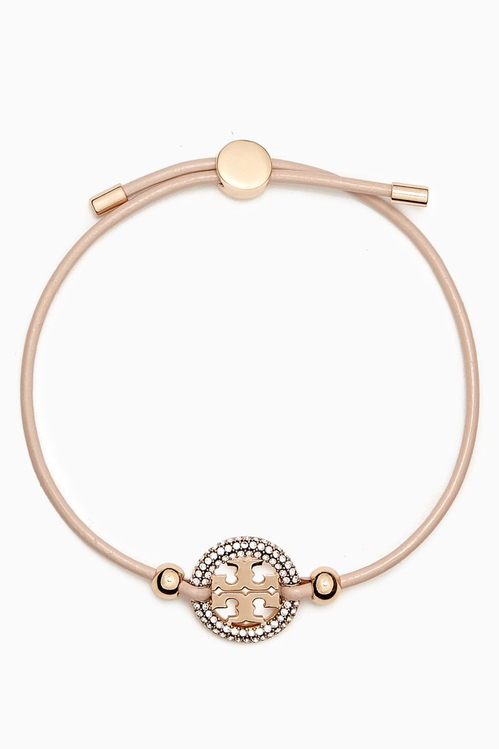 

Miller Slider Crystal Bracelet in Brass & Leather, Gold