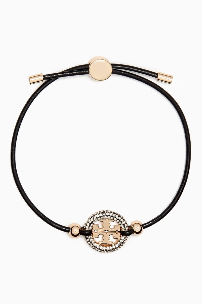 

Miller Slider Crystal Bracelet in Brass & Leather, Gold