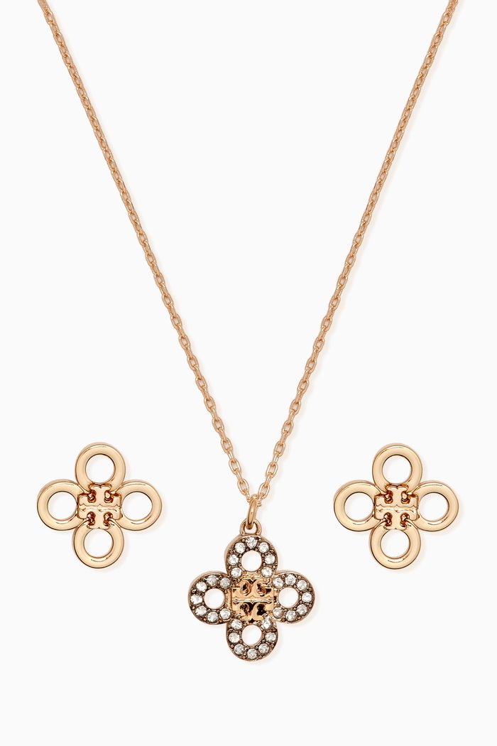 

Kira Clover Pendant Necklace & Stud Earrings Set, Gold
