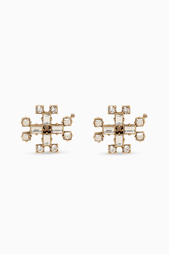 

Crystal Stud Earrings in Plated Brass, Brown