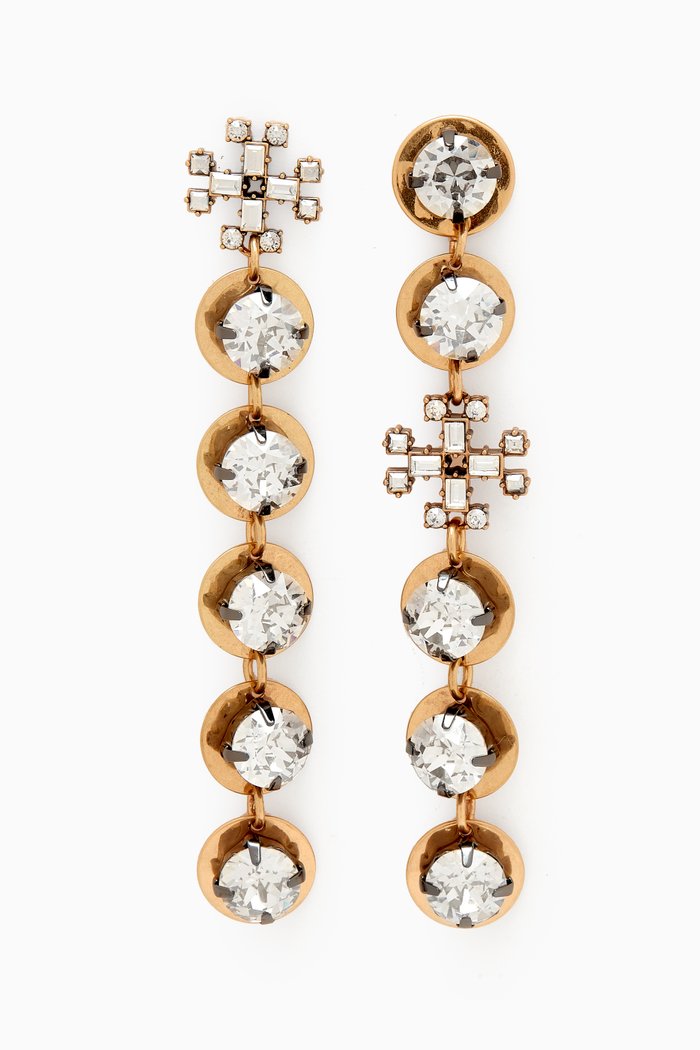 

Crystal Linear Earring in Brass, Brown
