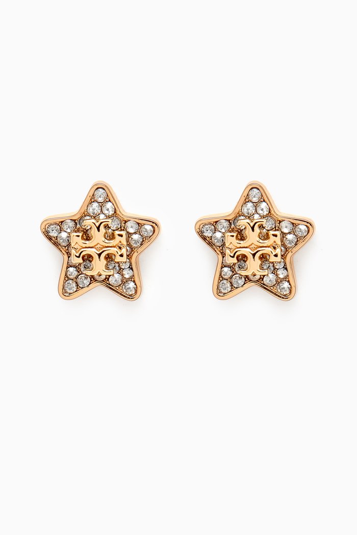 

Kira Star Pavé Stud Earrings in Brass, Gold
