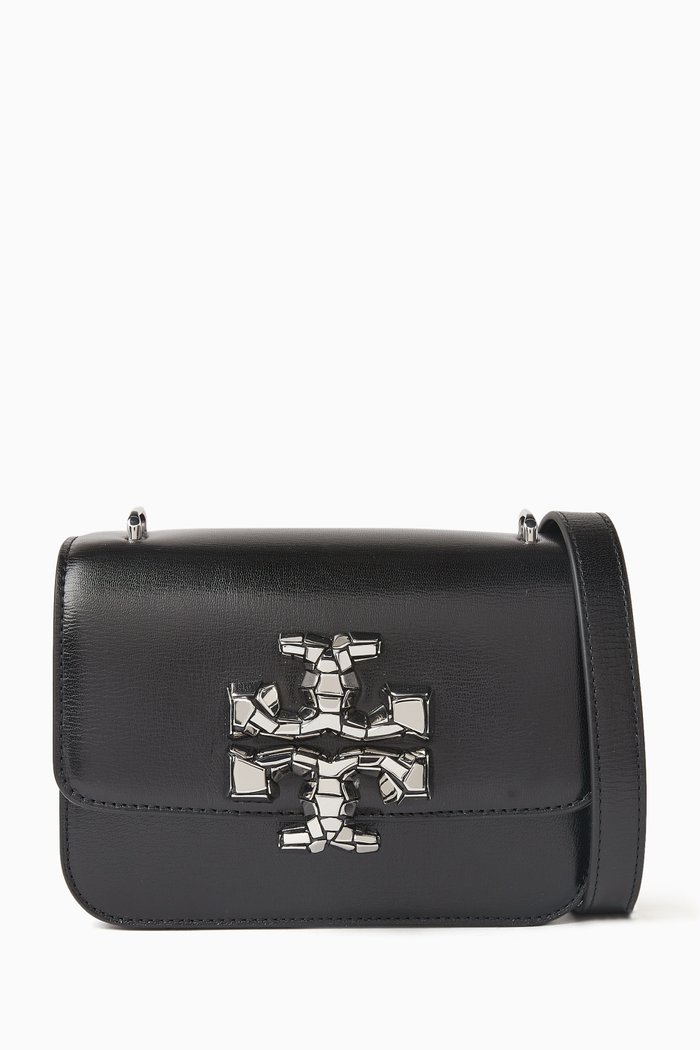 

Small Eleanor Distressed Shoulder Bag in Grained Leather, Black
