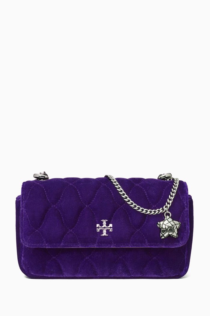 

Mini Kira Flap Bag in Velvet, Purple