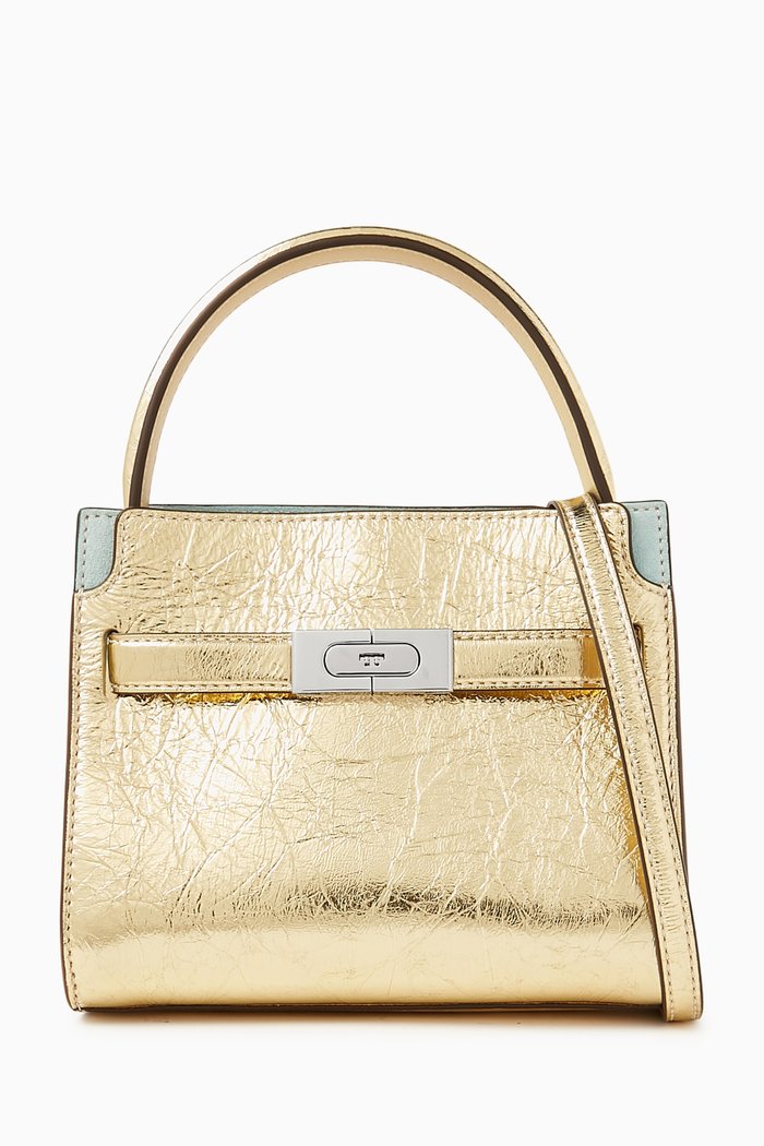 

Petite Lee Radziwill Double Crossbody Bag in Metallic-leather, Gold