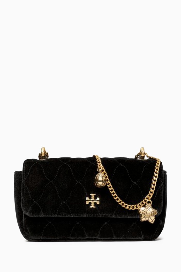 Mini Kira Flap Bag in Velvet, Black