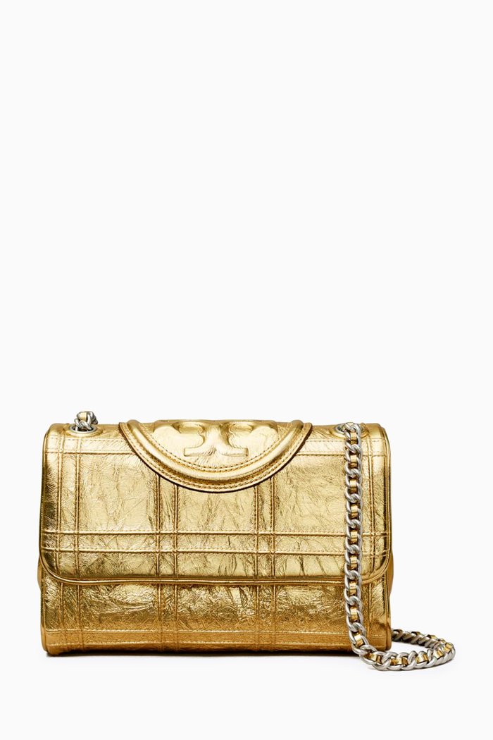 

Small Fleming Convertible Shoulder Bag in Leather, Gold