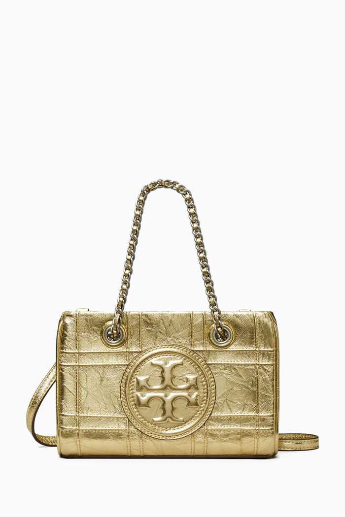 

Mini Fleming Soft Chain Tote Bag in Leather, Gold