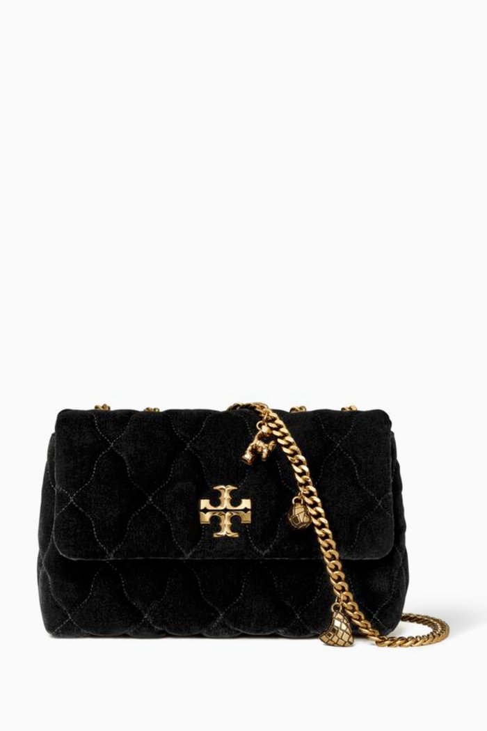 

Small Kira Convertible Shoulder Bag in Velvet, Black