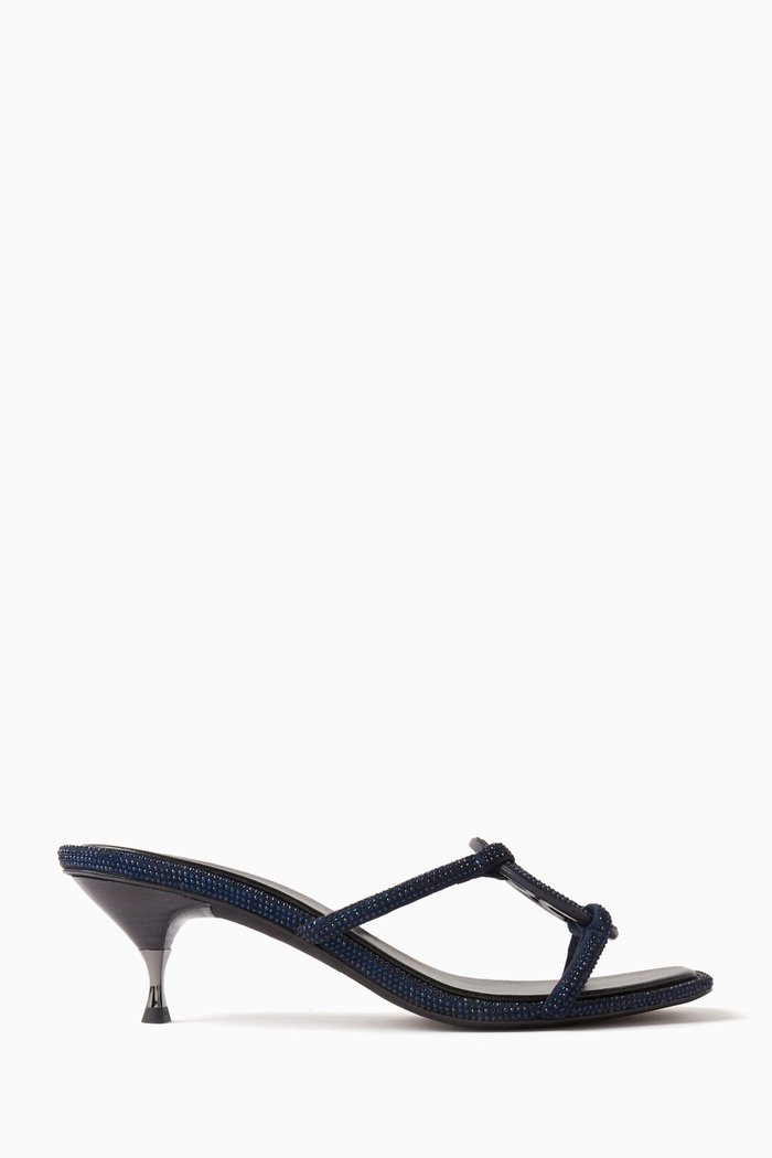 

Bombe 55 Pavé Crystal Sandals in Leather, Blue