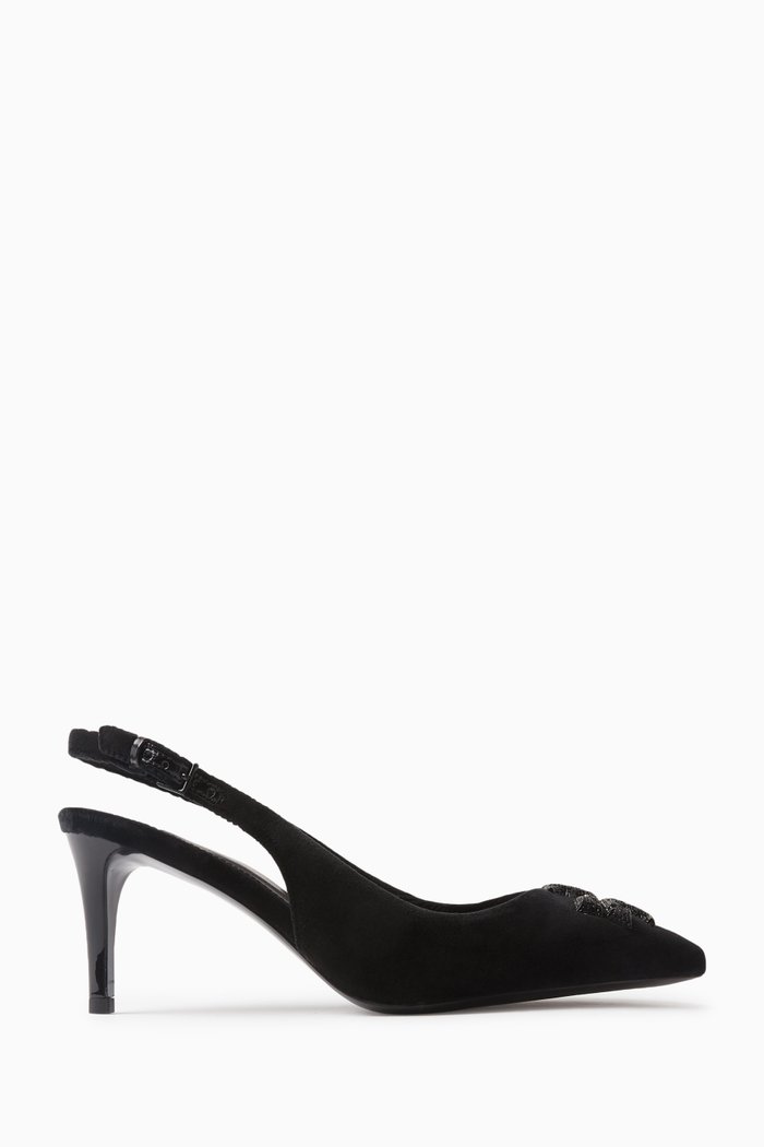 

Eleanor Pavé 65 Slingback Pumps in Velvet, Black