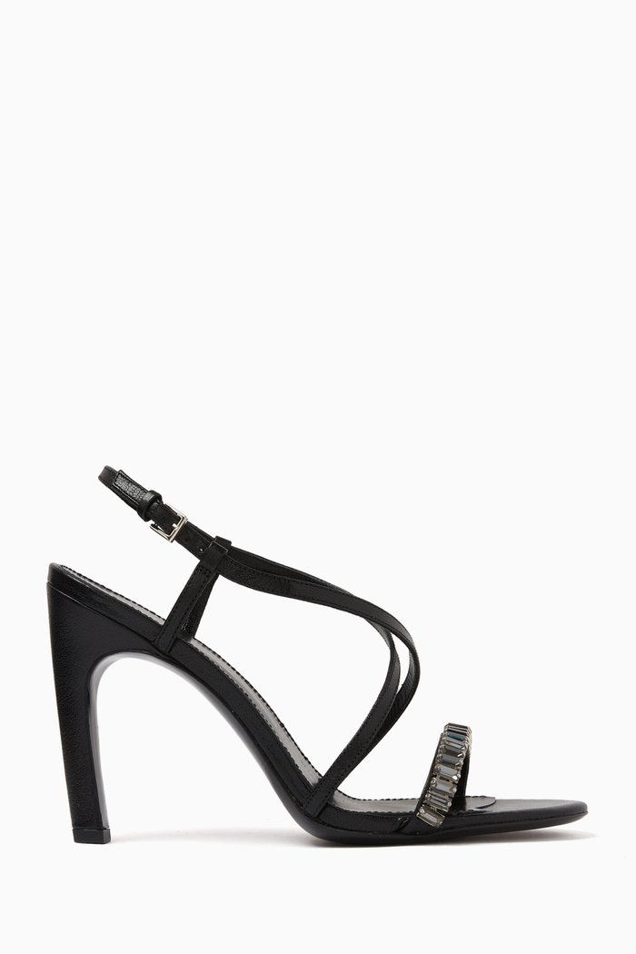

Crystal-embellished 100 Sandals in Leather, Black