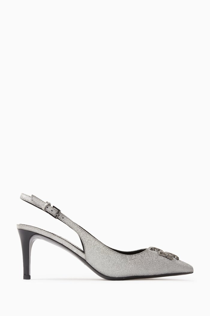 

Eleanor Pavé 65 Slingback Pumps in Glitter Metallic Leather, Black