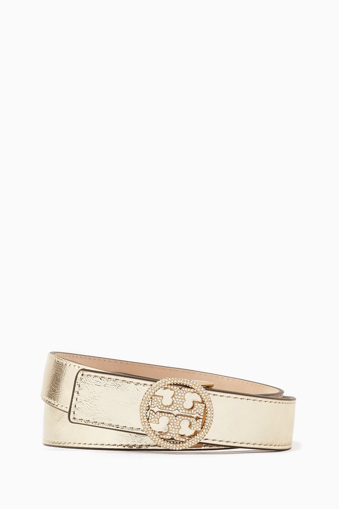 

Miller Crystal Embellished Belt in Leather, Gold