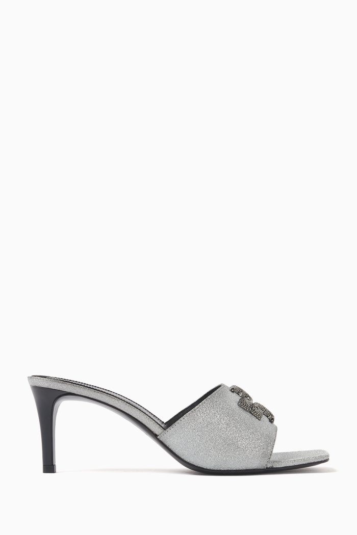 

Eleanor 65 Pavé Mules in Glitter Metallic Leather, Black