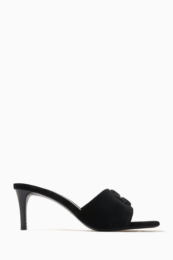 

Eleanor 65 Pavé Mules in Velvet, Black