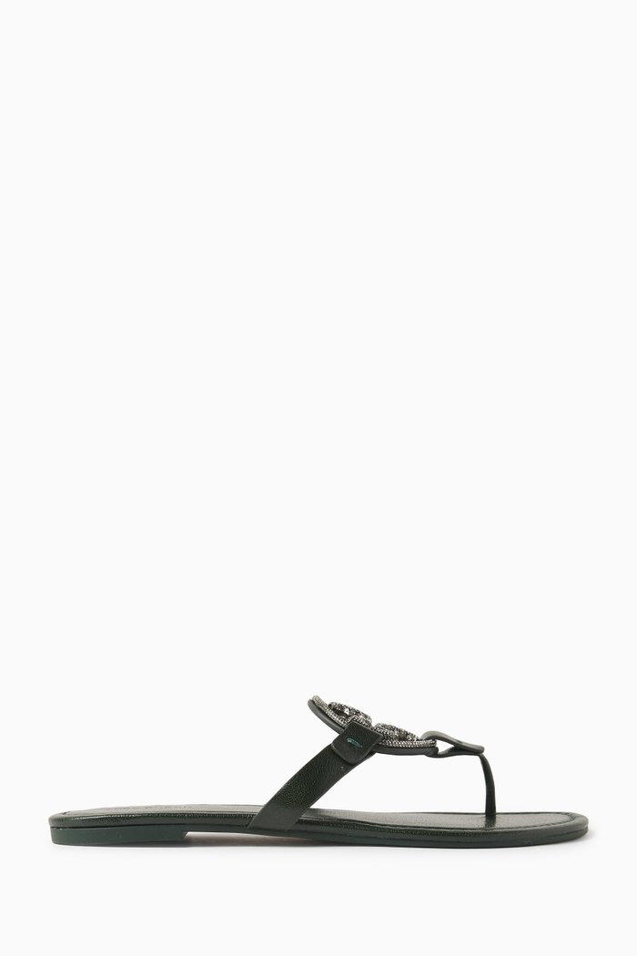 Miller Pavé Sandals in Leather, Green