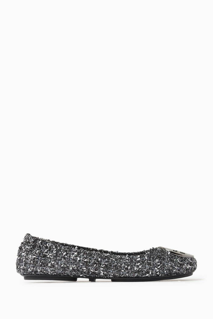 

Minnie Pavé Travel Ballet Flats in Tweed, Silver