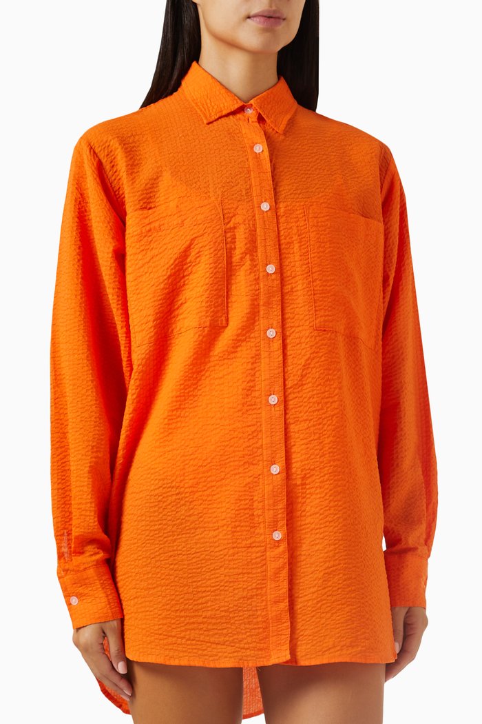 

Mika Top in Textured-cotton, Orange