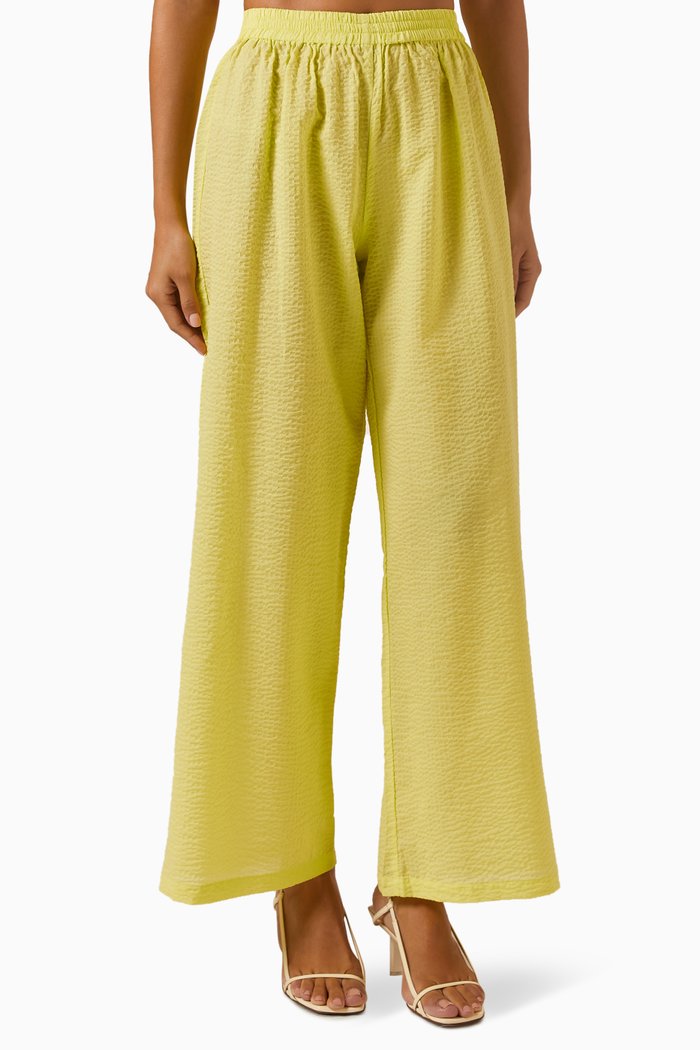 Mika Pants in Textured-cotton, Yellow