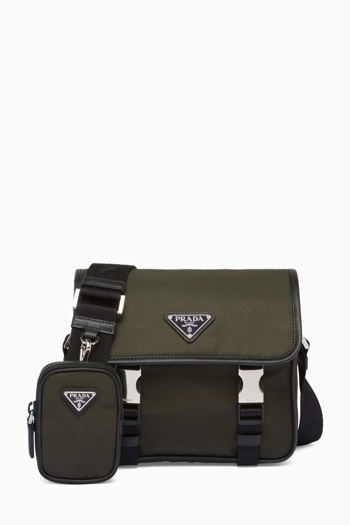 

Logo Shoulder Bag in Re-Nylon & Saffiano leather, Green