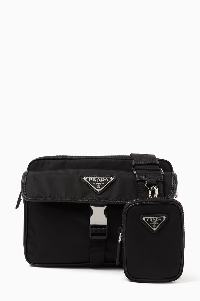 

Shoulder Bag in Re-Nylon & Saffiano leather, Green