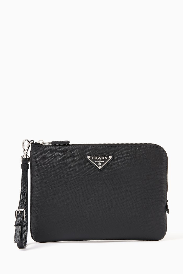 

Logo Pouch in Saffiano Leather, Black