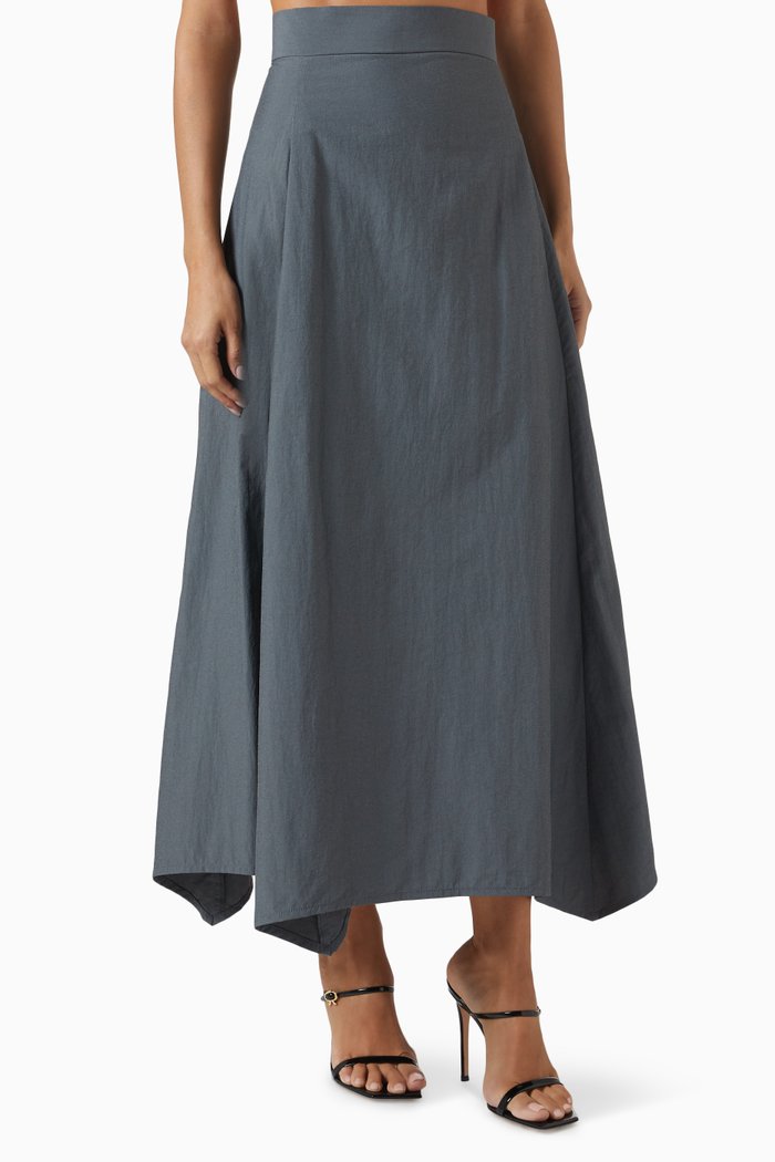 

Flared High-waisted Maxi Skirt, Grey