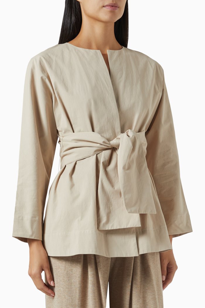 

Front-tie Top in Cotton-blend, Neutral