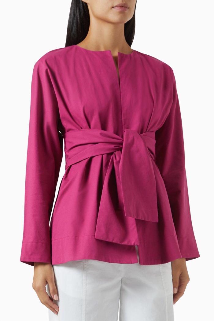 Front-tie Top in Cotton-blend, Pink