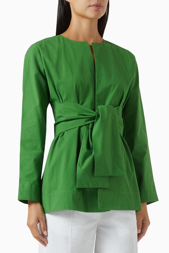 

Self-tie Cinched Top, Green