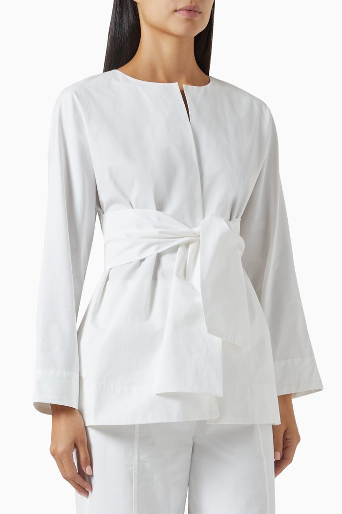

Self-tie Cinched Top, White