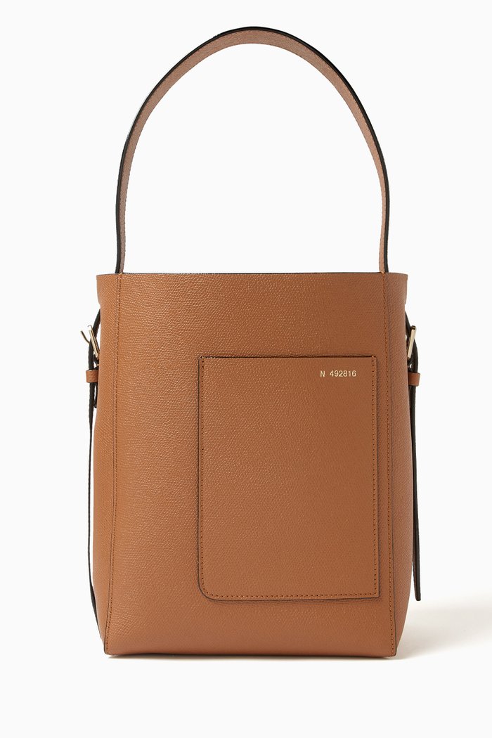 

Mini Bucket Bag in Millepunte Calfskin Leather, Brown