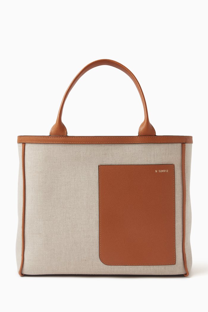 

Medium Shopping Tote Bag in Canvas & Leather, Multicolour
