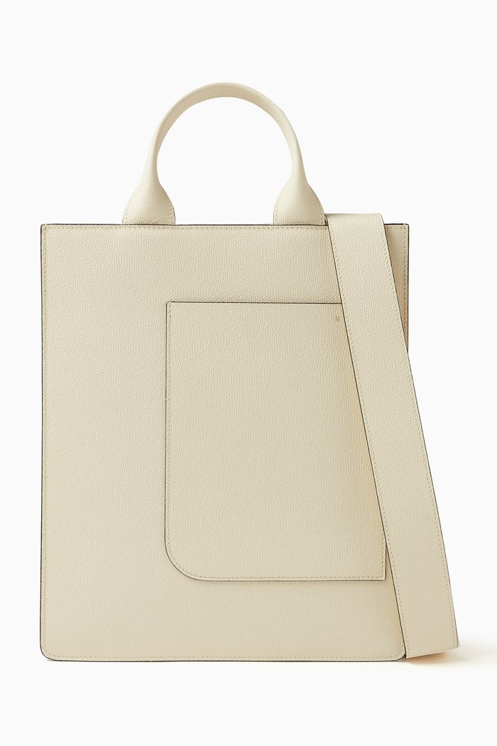 Mini Boxy Top Handle Bag in Millepunte Calfskin Leather, White