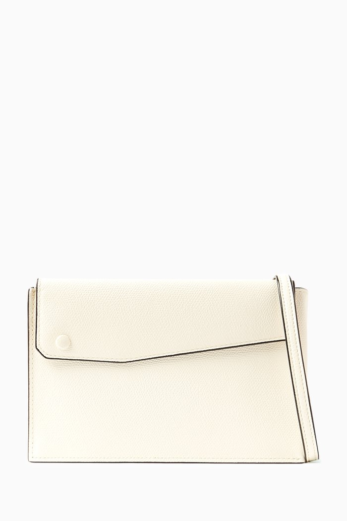 

Pocket Slim Crossbody Bag in Millepunte Calfskin Leather, White