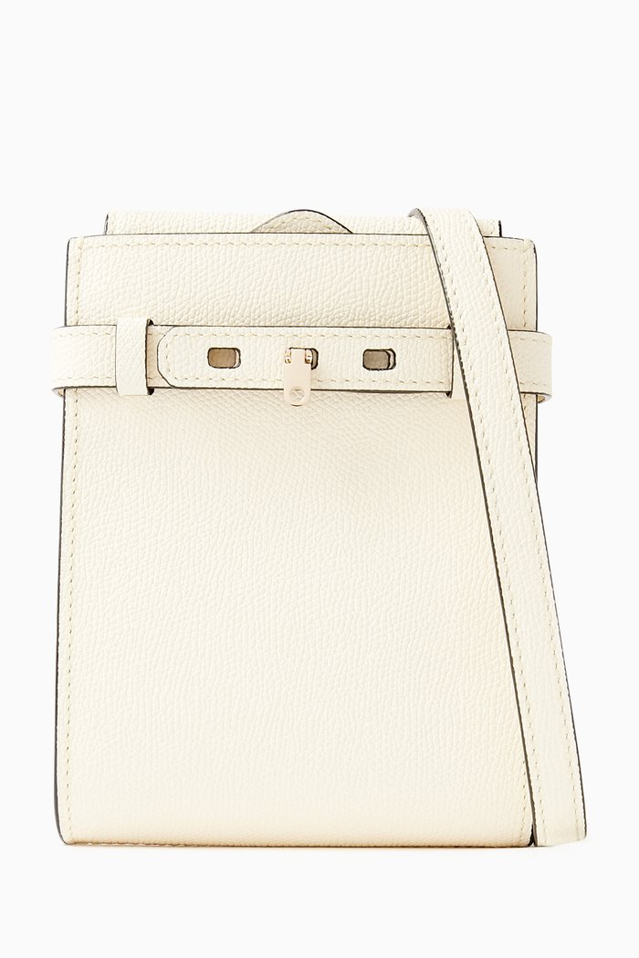 

Micro B-tracollina Crossbody Bag in Leather, White