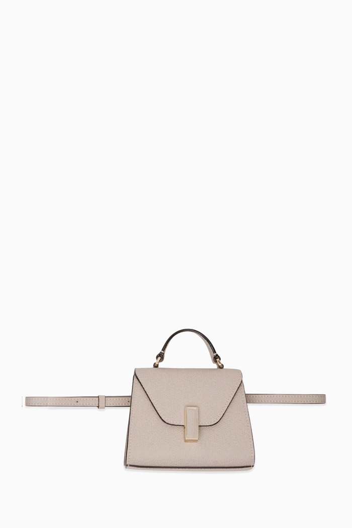 Iside Belt Bag in Millepunte Calfskin Leather, Neutral