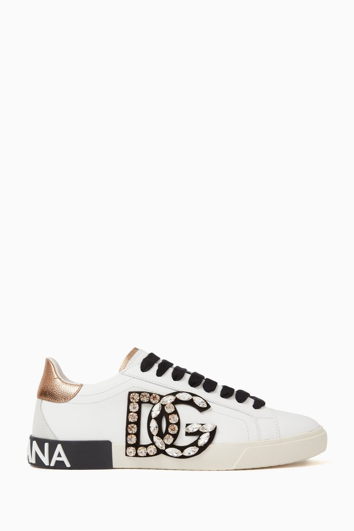 

Portofino Vintage Sneakers in Calfskin Leather, Gold