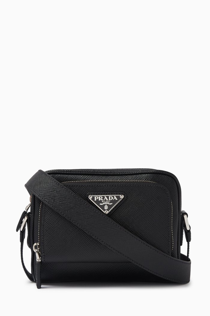 

Logo Crossbody Bag in Saffiano Leather, Black