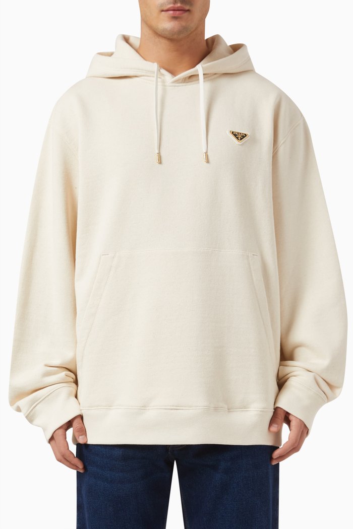 

Triangle-logo Oversized Hoodie in Cotton-jersey, Neutral