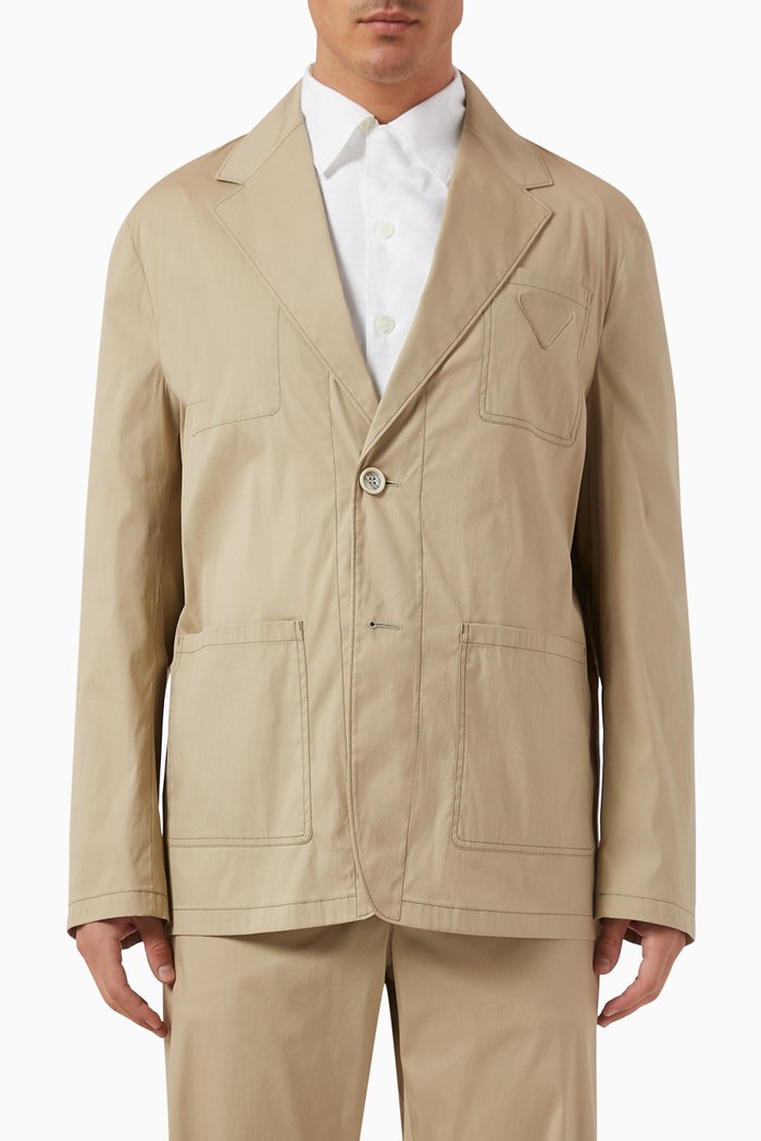 Single-breasted Jacket in Poplin, Neutral