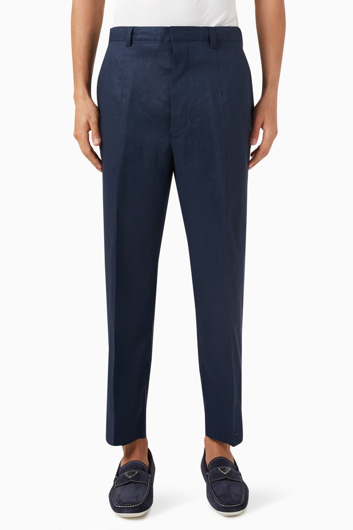 

Tapered Pants in Linen, Blue