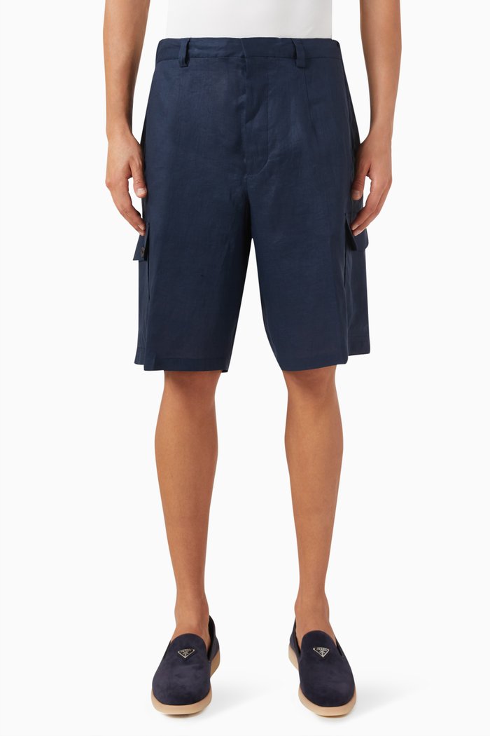 

Cargo Shorts in Linen, Blue