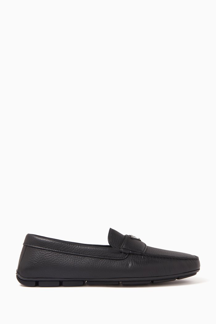 

Logo Driving Shoes in Leather, Black