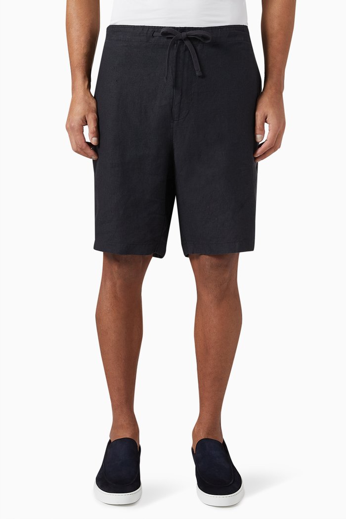 

Drawstring Shorts in Lightweight Hemp, Black