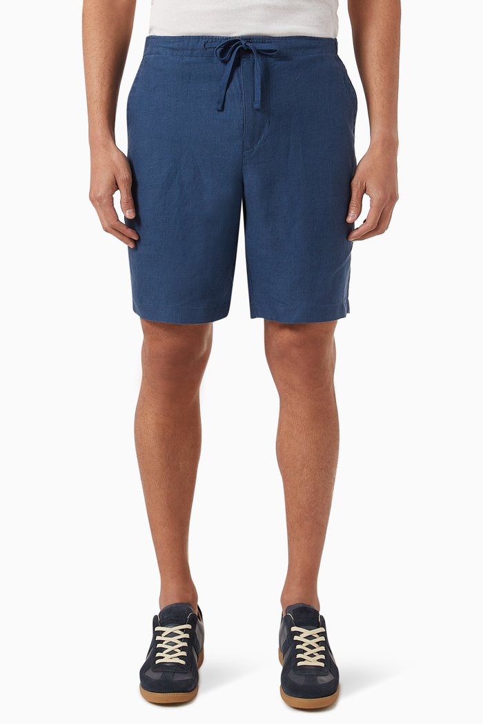 

Drawstring Shorts in Lightweight Hemp, Blue