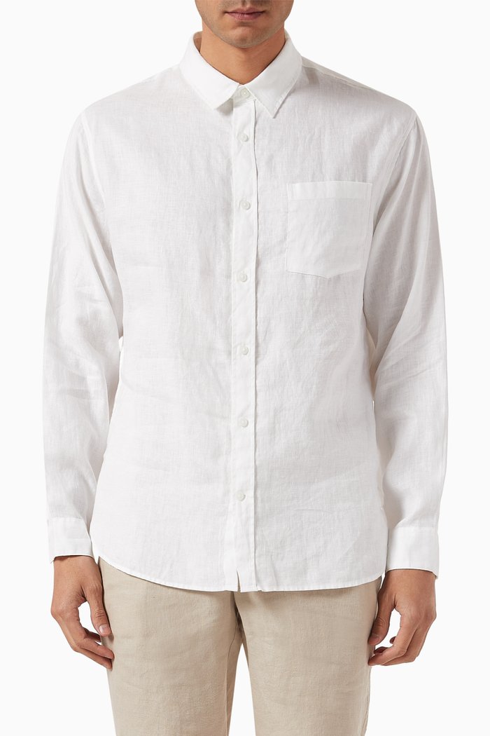 

Classic-fit Long-sleeve Shirt in Linen, White